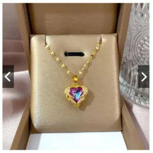 Luxury Zircon Crystal Wings Heart Pendant Necklace